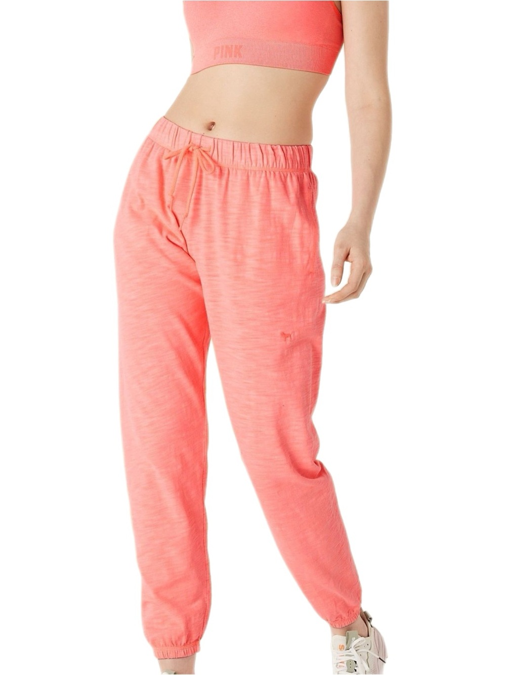 Victoria's Secret PINK Coral Flash Orange Cotton Slub Pants Extra Small NWOT
